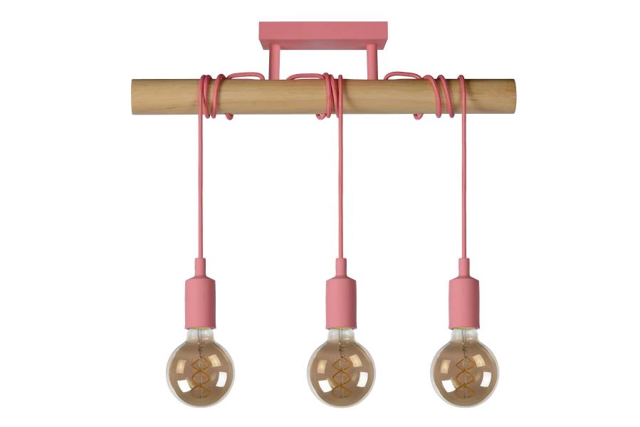 Lucide POLA - Plafonnière Kinderkamer - 3xE27 - Roze - uit